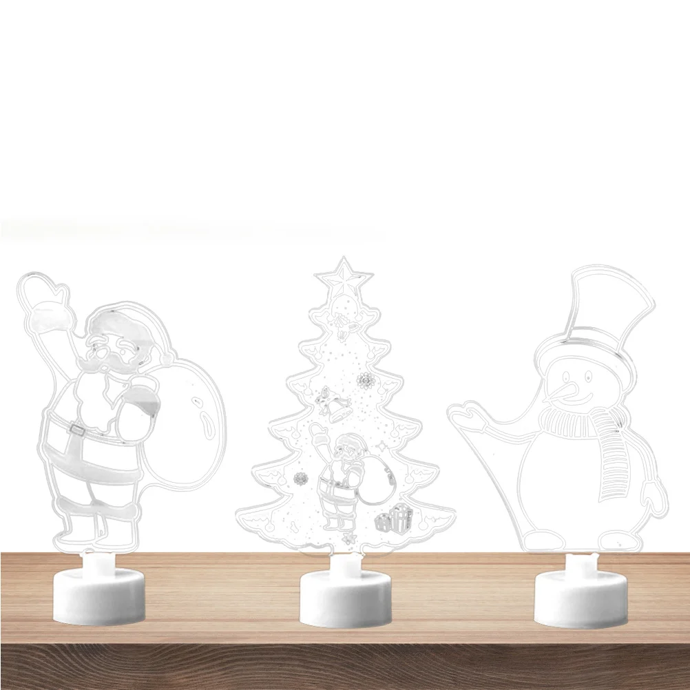 3 قطعة شجرة عيد الميلاد ضوء الليل ثلاثية الأبعاد Led الاكريليك مصباح ملون تغيير ديكور سطح المكتب لغرفة النوم حفل زفاف سانتا #6