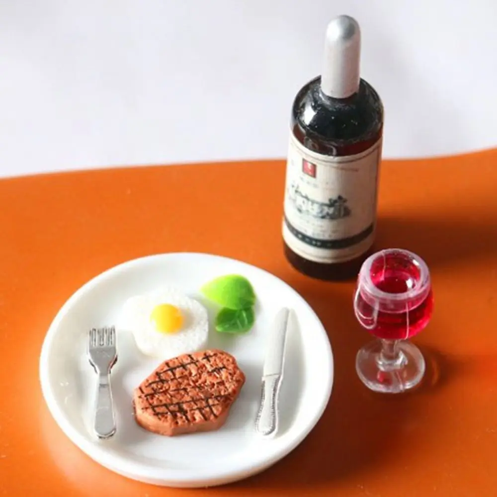 High Quality 1:12 Scale Miniature Dollhouse Steak Mini PP Pretend Play food Doll Furniture Dollhouse Decoration