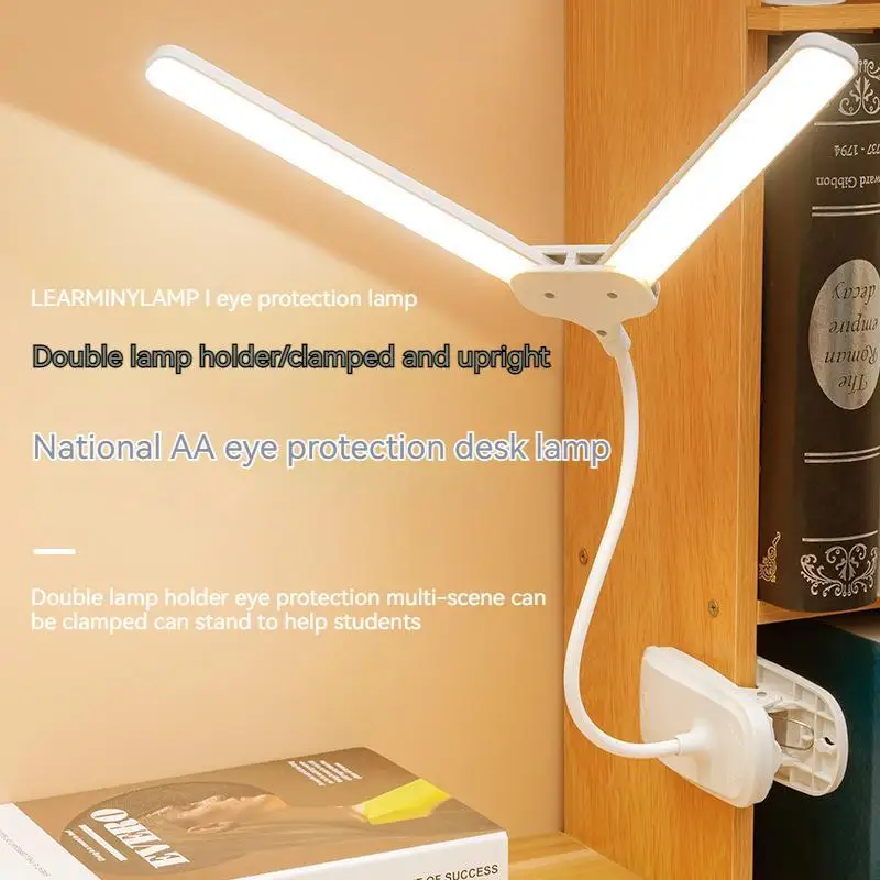 

LED Clamp Type Desk Lamp Usb Recharge Touch Dimming Portable Light 3 Color Stepless Dimmable Eye Protection Bedroom Bedside Lamp