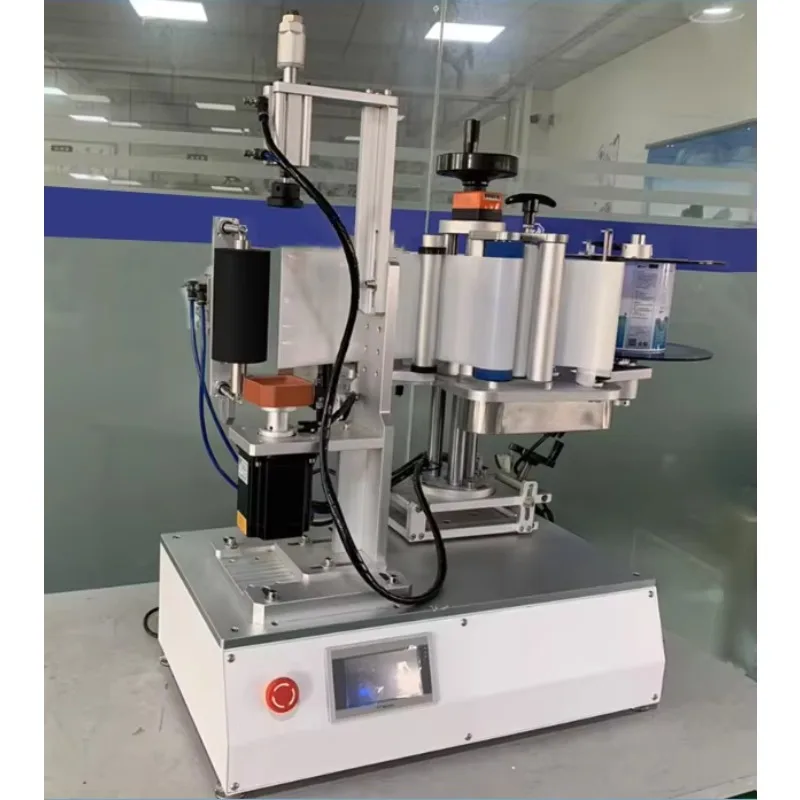 Round Bottle Labeler Pneumatic Glass Wine Bottle Sticker Labeling Machine Customized