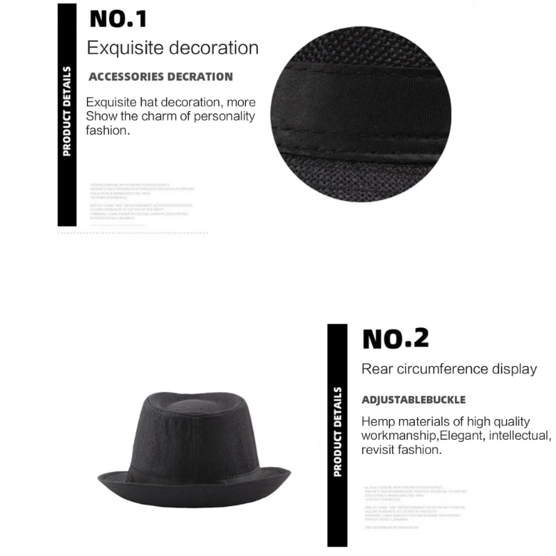 652F หมวกทรง Fedora แบบคลาสสิกสำหรับผู้ชายพร้อมแถบสีดำปีกสั้นอุปกรณ์เสริมหมวกกันแดดฤดูร้อน