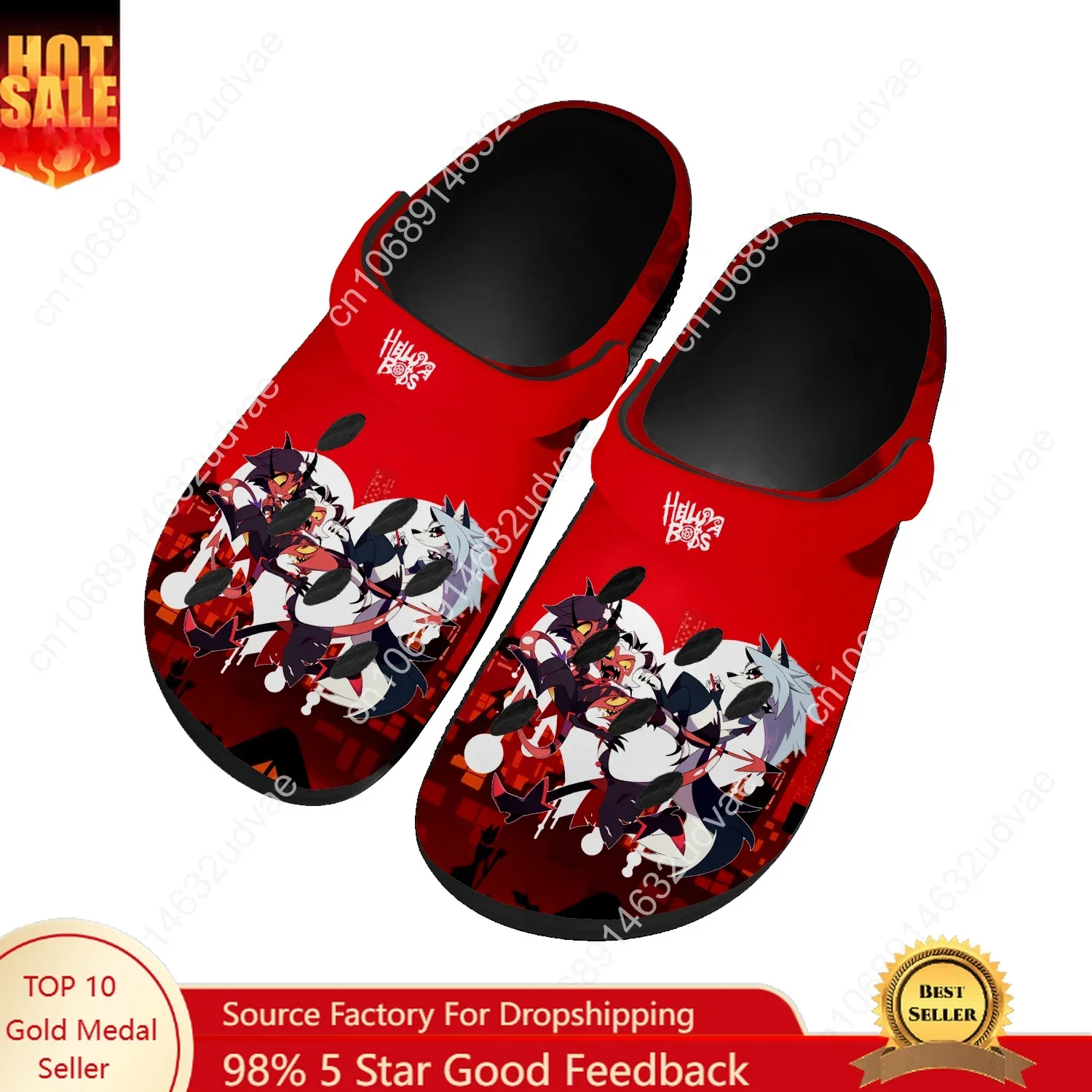 

Helluva Boss Water Shoes Mens Womens Comfortable Fashion Home Garden Clogs Customizd Sandals Beach Breathable Hole Slippers