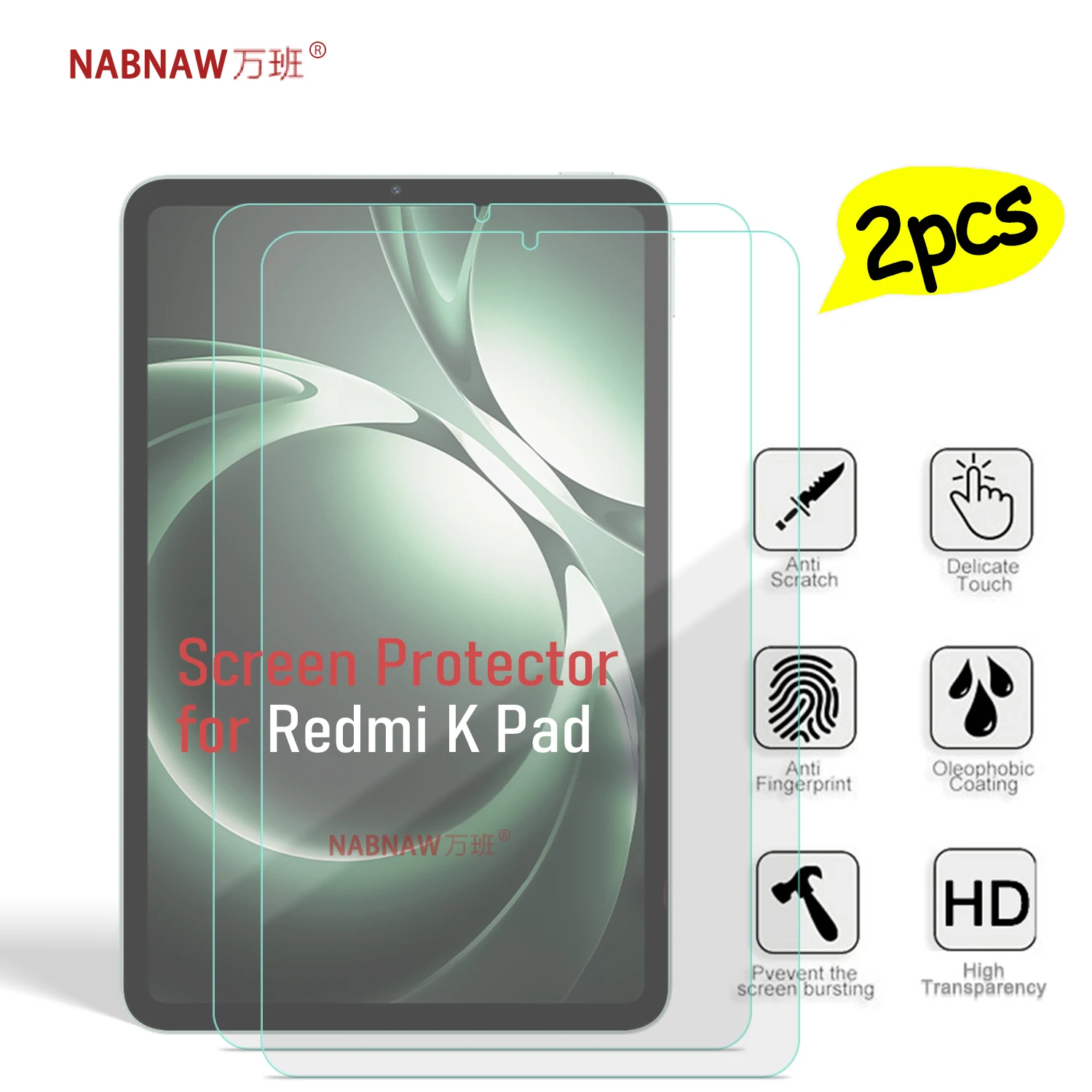 

2 Pieces Transparent Hard Film HD Screen Protector Scratch Proof Tempered Glass For Xiaomi Redmi K Pad 8.8-inch
