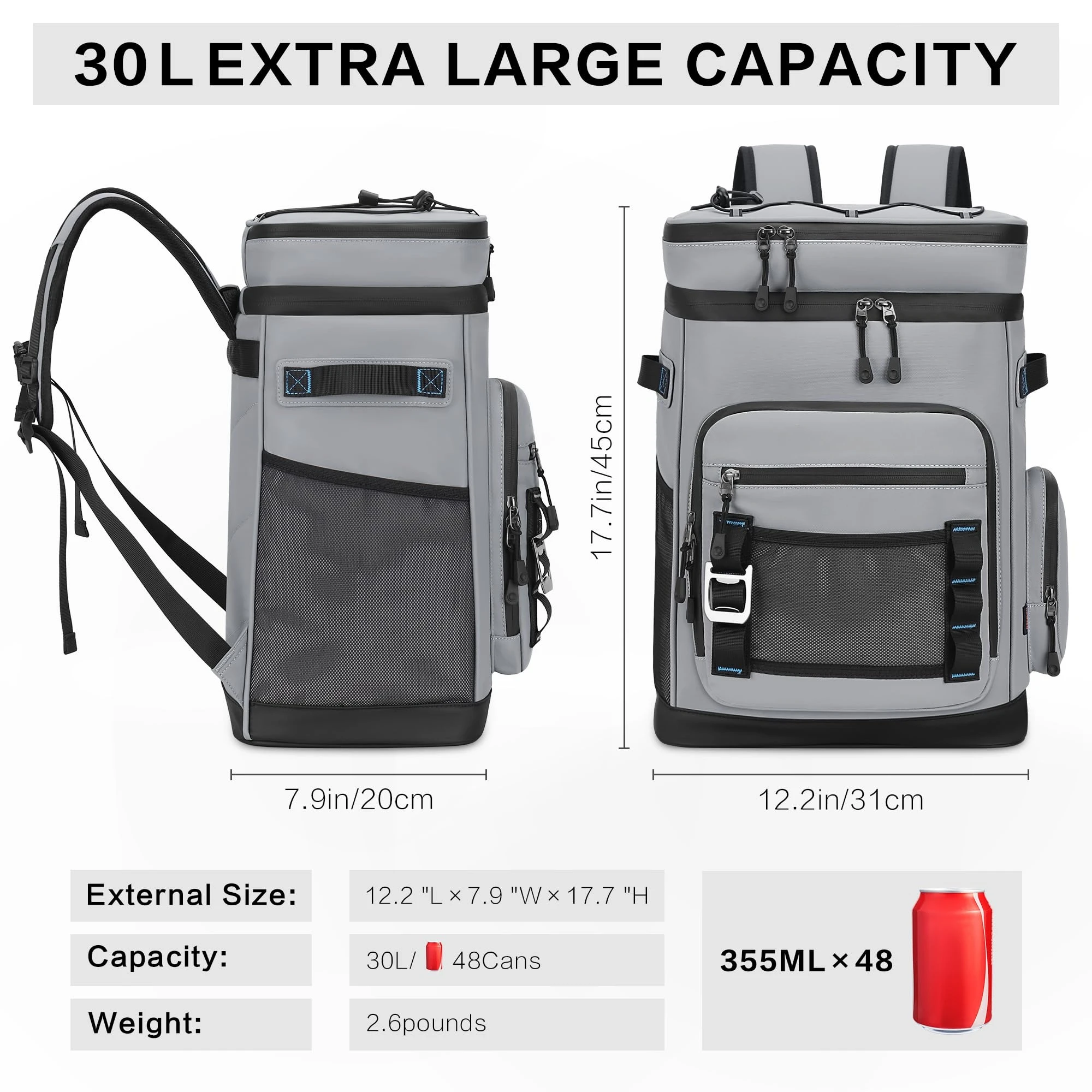 Large Waterproof Insulated Cooler Backpack for Men & Women, Leak Proof Cooler Backpack