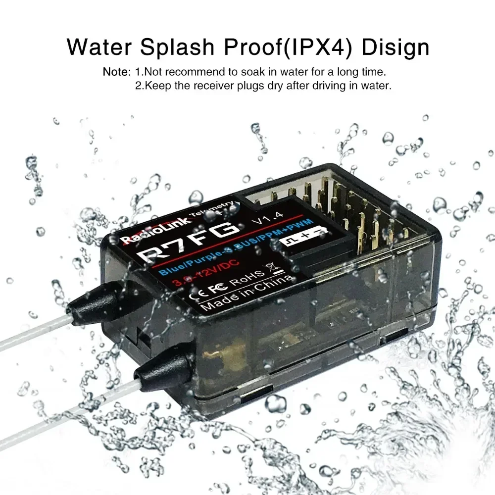 Radiolink R7FG 7 Kanaals 2.4G Gyro RC Ontvanger SBUS PPM PWM Spanningsoverdracht Telemetrie 600 m Lange afstand RX voor RC Auto Boot
