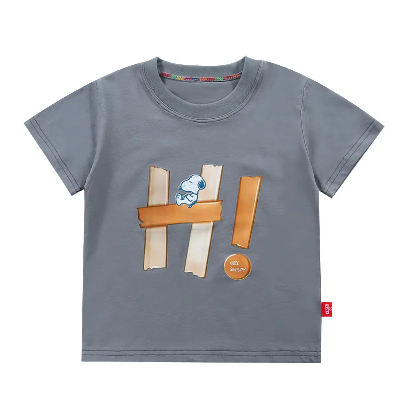 

Boys Girl T-shirt Children's Wear 2024 Summer Cotton Short Sleeved Loose Top Tees Cute Cartoon Letter Print Kids Clothes