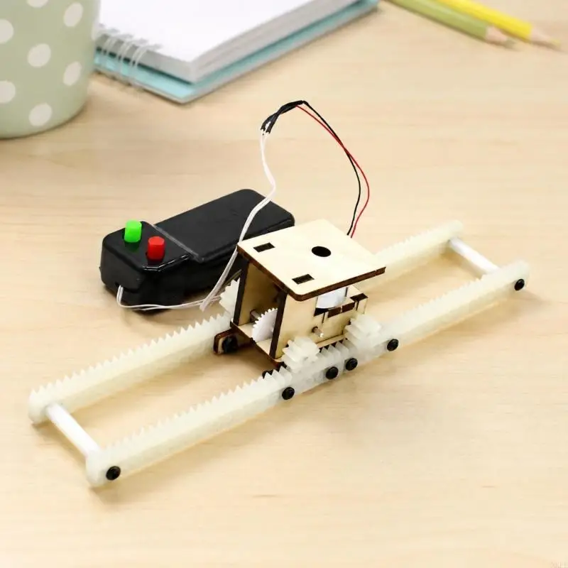 DIY Car Science Project Cable Drive Mechanical Model with Wooden Assembly Body, Gear Track Experiment for Kids