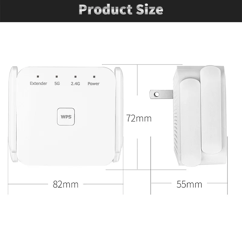 5G WiFi Range Extender Wi-Fi Dual Band Wireless Network Amplifier 1200Mbps 5 Ghz Long Range Wi/Fi Repeater