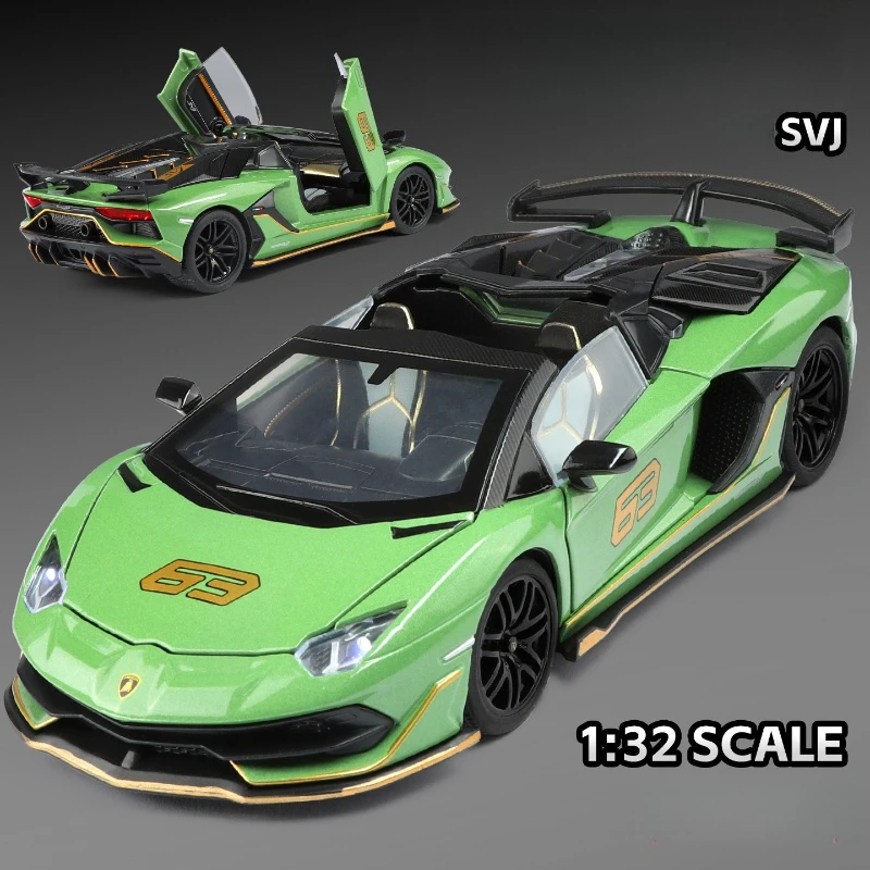 

1:32 Aventador SVJ63 сплав звук и свет модель спортивного автомобиля для детского дня рождения усовершенствованная коллекция подарок игрушка-головоломка