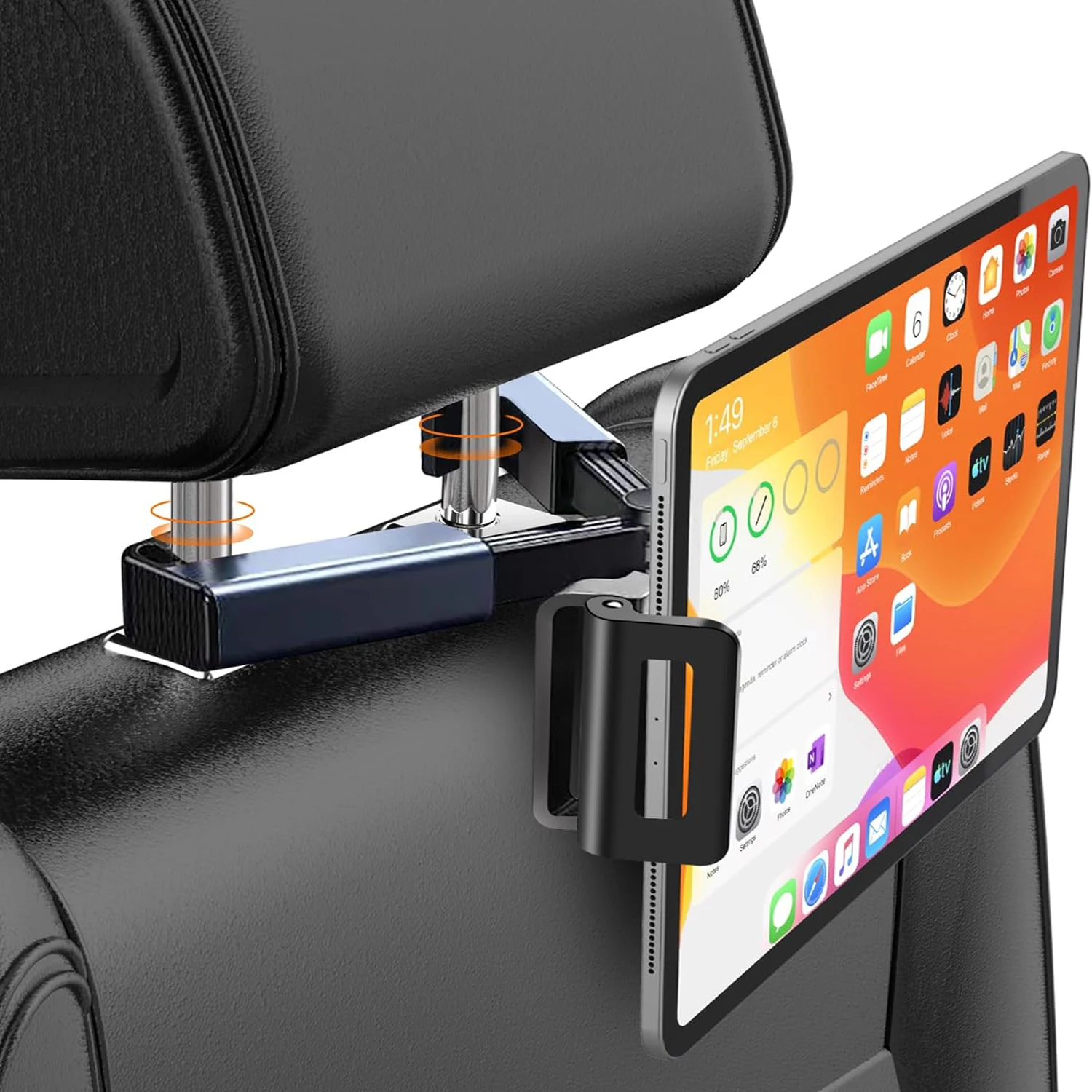 

360° Rotating Waterproof Car Headrest Mount - Universal Phone & Tablet Holder for 4.7-13" Screens Easy to Install with Secure