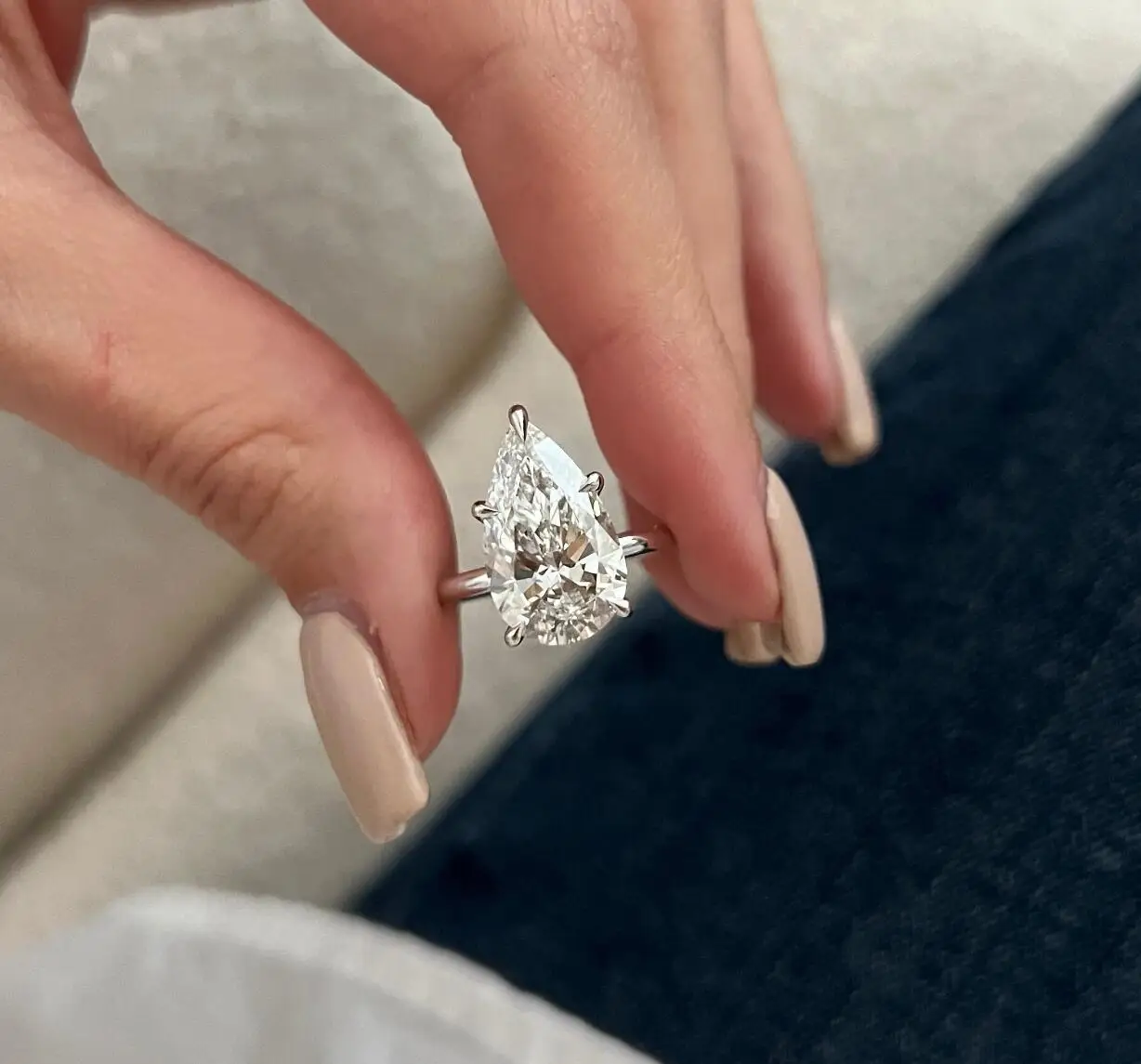 Pear Shaped 2CT Lab Grown Diamond Solitaire Ring for Women, Minimalist Single Stone Custom Wedding Engagement Ring, Available in 14K & 18K Solid Gold Timeless Fine Jewelry for Proposal & Anniversary Gift view 5