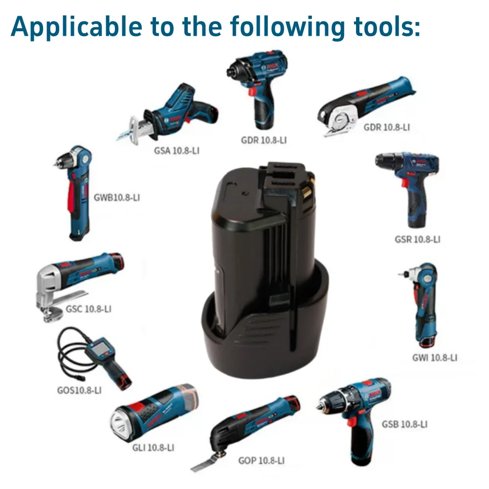 10.8V 3000mAh Li-ion Power Tool Battery Replaceable For Bosch BAT411 BAT 411A BAT412 BAT412A BAT413 Cordless Electric drill