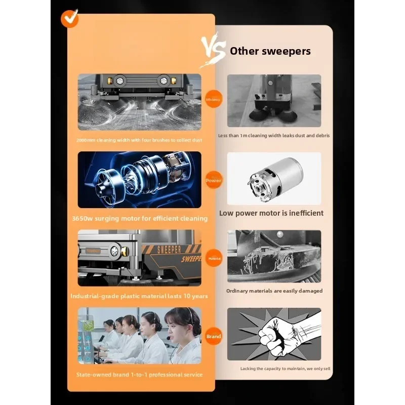 Driving sweeper, closed sweeper, industrial factory workshop property road sanitation sweeper