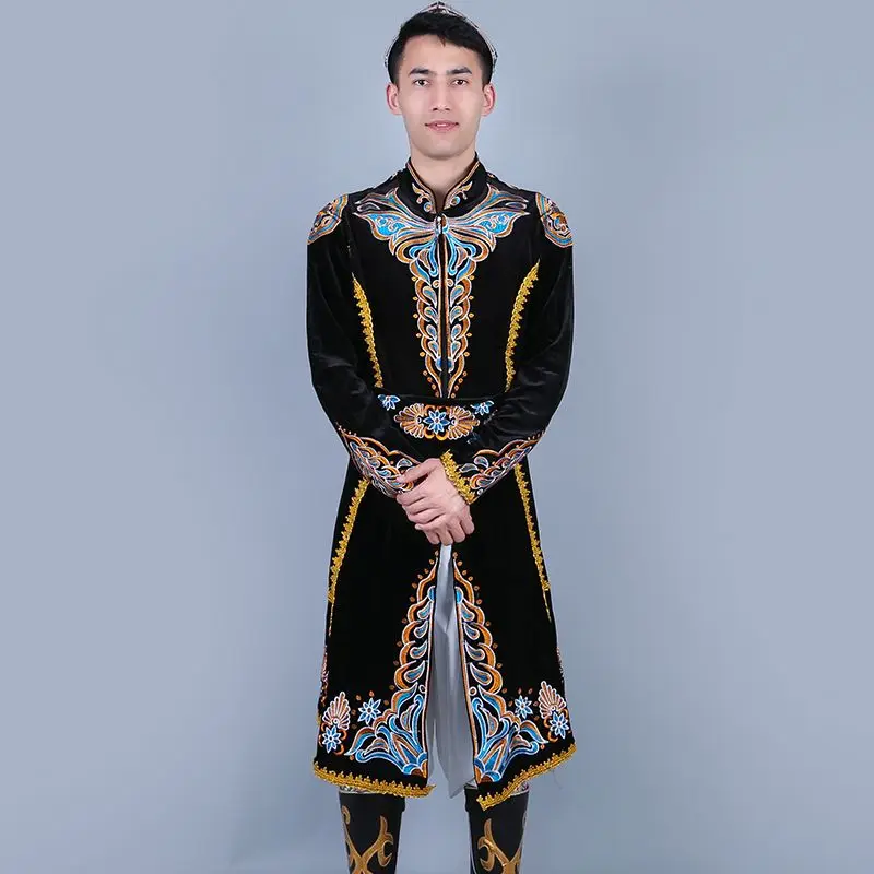 New Xinjiang Dance Clothing Uyghur Men's Clothing Handsome Coat Stage Performance Ethnic Style Performance Clothing