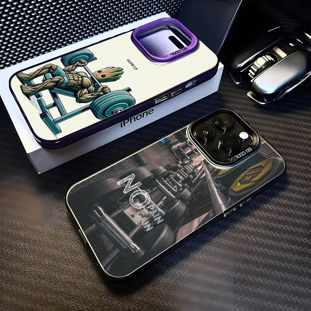 

Bodybuilding Gym Fitness Phone Case For iPhone 16,15,14,13,12,11,Mini,Pro,MAX Black Matte Shockproof Cover