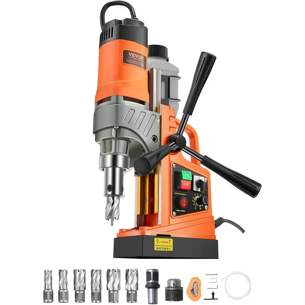 

Magnetic Drill, 1450W Motor 2 in Boring Diameter, 2878 lb Portable Electric Mag Drill Pr, with 6 Coring Bits, Variabl, Drilling