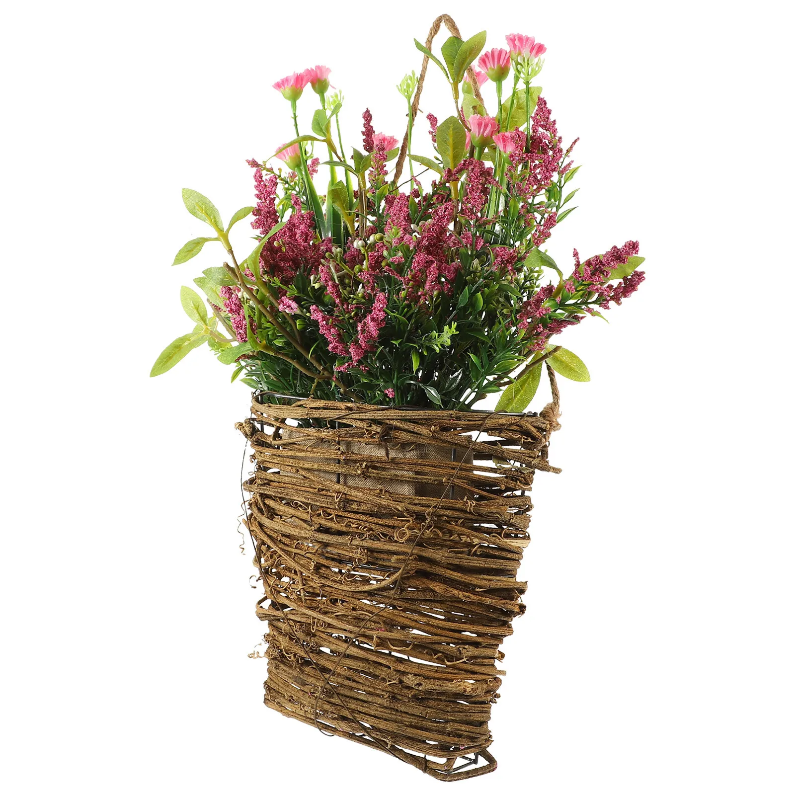 

Artificial Hanging Flowers Rattan Basket Exquisite Fake Flowers Home Hanging Decor Vibrant Flower Basket for Home Office Cafe