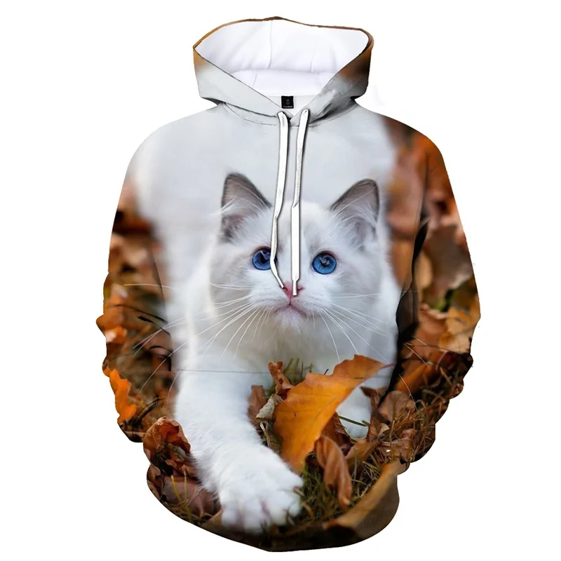 

Animal 3d Print Cat Hoodies For Men Cool Long Sleeves Women Hoodie Sports Tops Pullover Street Autumn Sweatshirt Kids Clothes