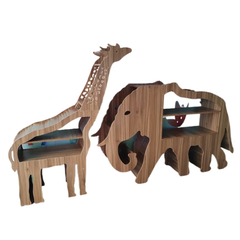Log Elephant Giraffe Bookshelf Picture Book Museum Floor Shelf Soft Bookcase Window Props Decorative Shelf