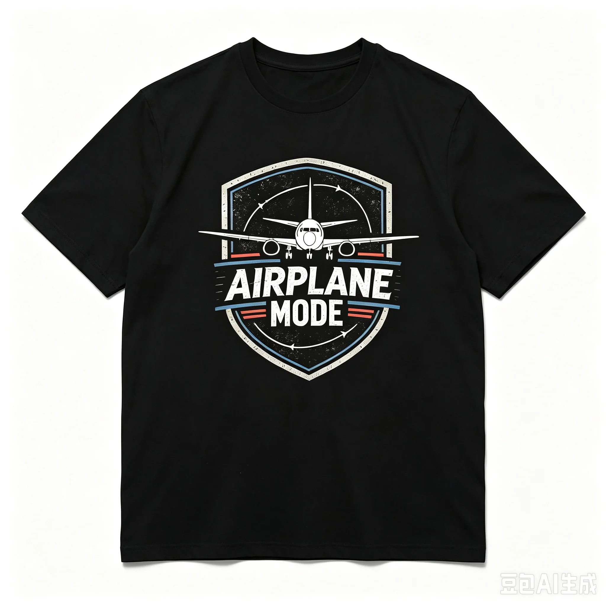 Aviation Airplane Mode T Shirt Men Vintage Shield Plane Print Casual Streetwear Tops