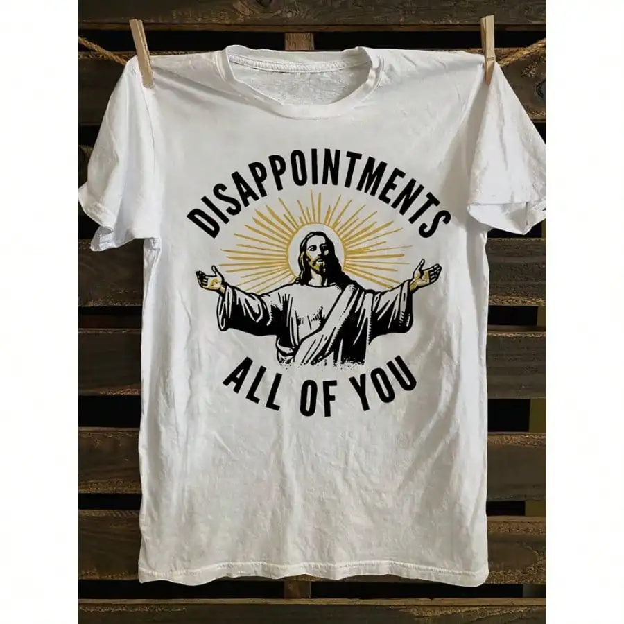 

Retro-Inspired "Disappointments All Of You" Graphic Tee - Soft 100% Cotton, Casual Men's Short Sleeve T-Shirt