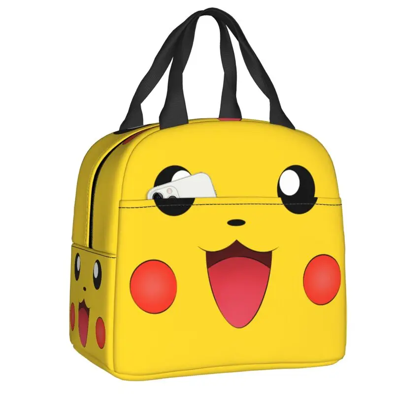 

P-Pokemon Pikachus Insulated Lunch Bag for School Office Waterproof Thermal Cooler Lunch Box Women Food Container Tote Bags