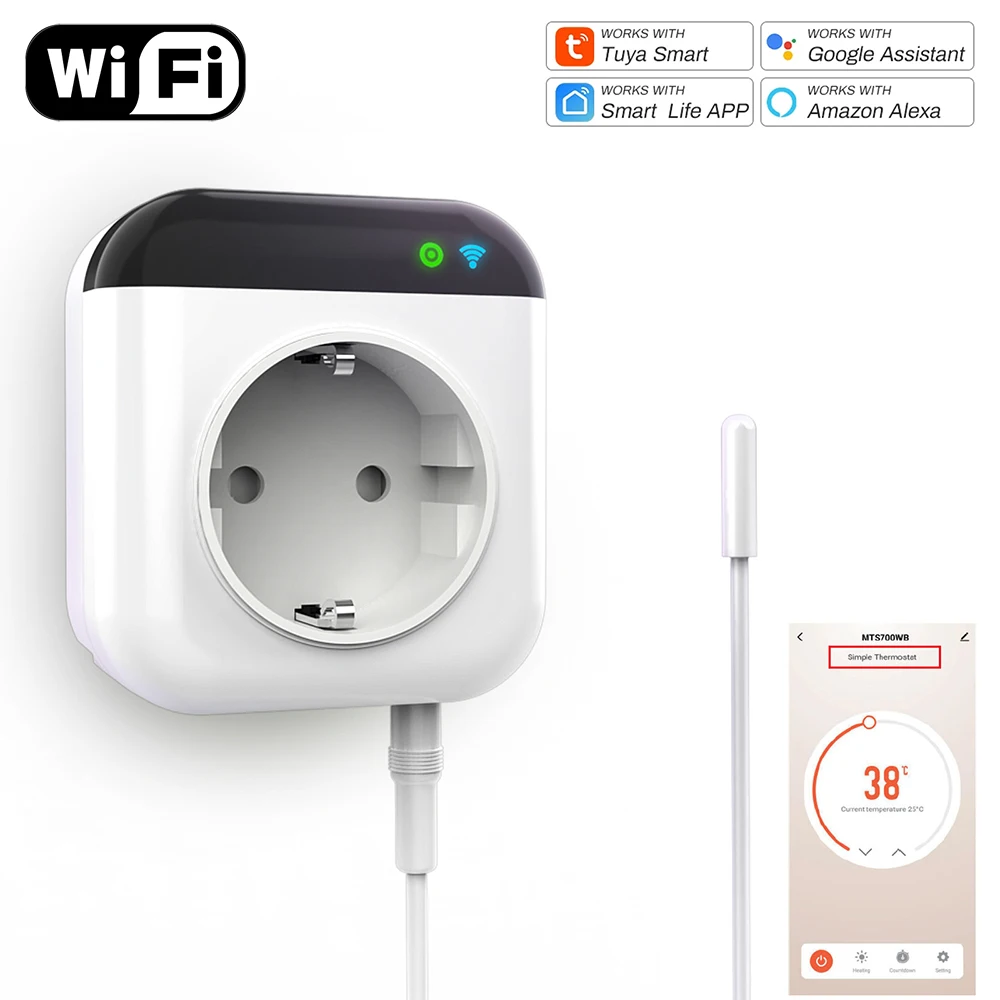 

Wi-Fi Tuya термостат розетка 110-230 В регулятор температуры переключатель 10A дистанционный таймер охлаждение нагревательная розетка работает Alexa