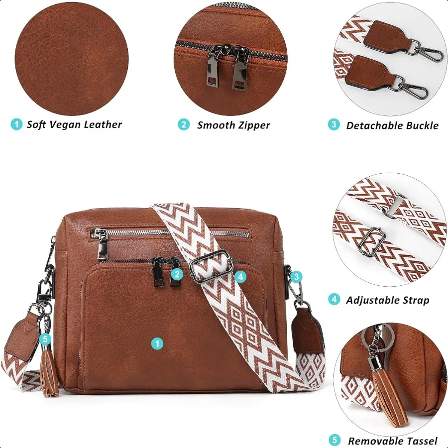 Borse a tracolla da donna Borse multitasche da donna Borsa a tracolla in pelle vegana con tracolla regolabile per lo shopping