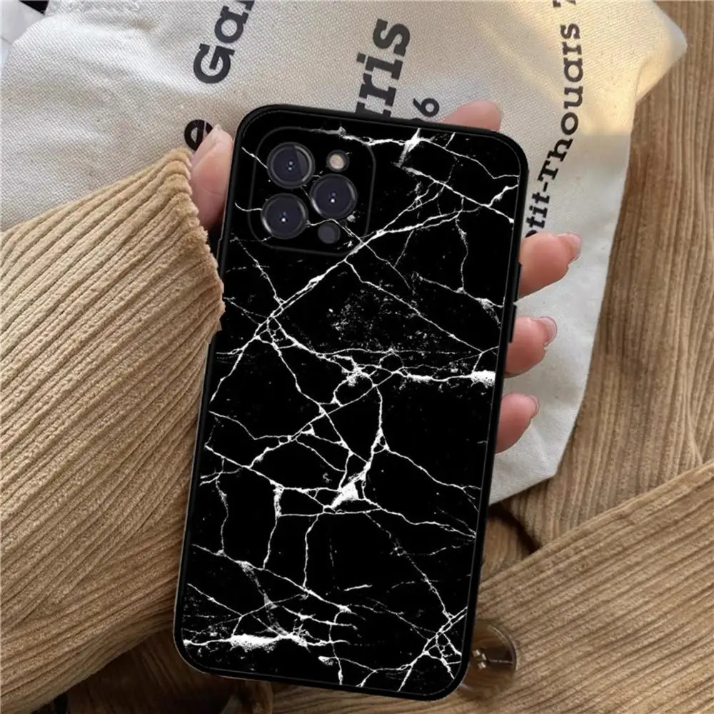 black white Marble crack Phone Case For iPhone 15 14 11 12 13 Mini Pro XS Max Cover 6 7 8 Plus X XR SE 2020 Funda Shell