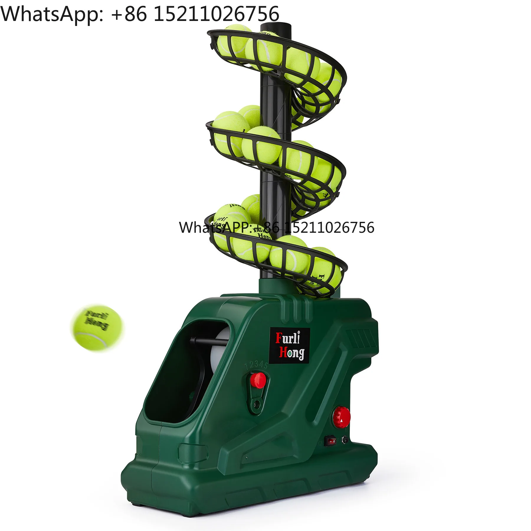 Furlihong 3819BH Portable Tennis Ball Machine , 5 Angles 2 Power Levels  up to 30 MPH for All Skill Levels Training