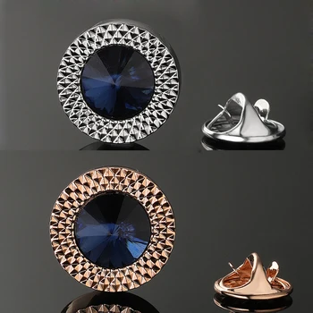 Materiał miedziany okrągły partia kwiat niebieski kryształ broszka moda marka męski garnitur płaszcz przypinka do klapy kapelusz damski plecak odznaka
