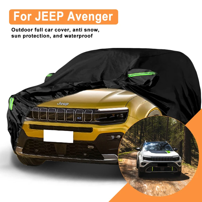 Full Car Cover For JEEP Avenger All Weather Outdoor Snow Sun UV Dustproof with Reflective Strips Wind Straps