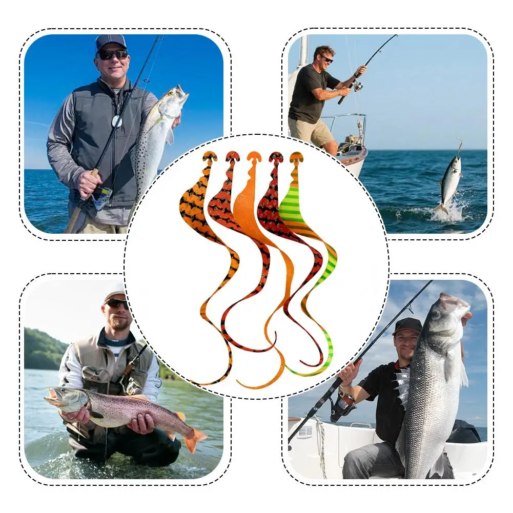 Colorful Soft Rubber Replacement Bait Skirts 10/40Pcs Silicone Lure Skirt Tails DIY 15cm Spiral Tail Fishing Bait Accessories - view 4