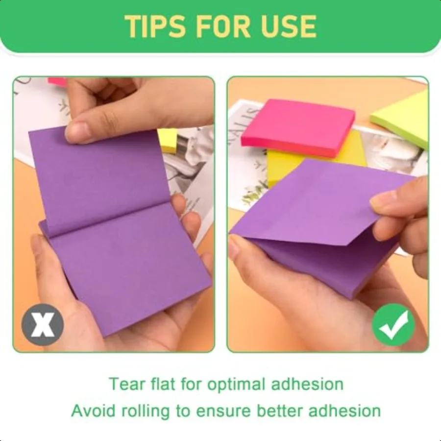 Sticky Notes 3x3 Inch 48 Pads Bright Colors SelfStick Memo Pads Thick Paper Easy to Stick Remove