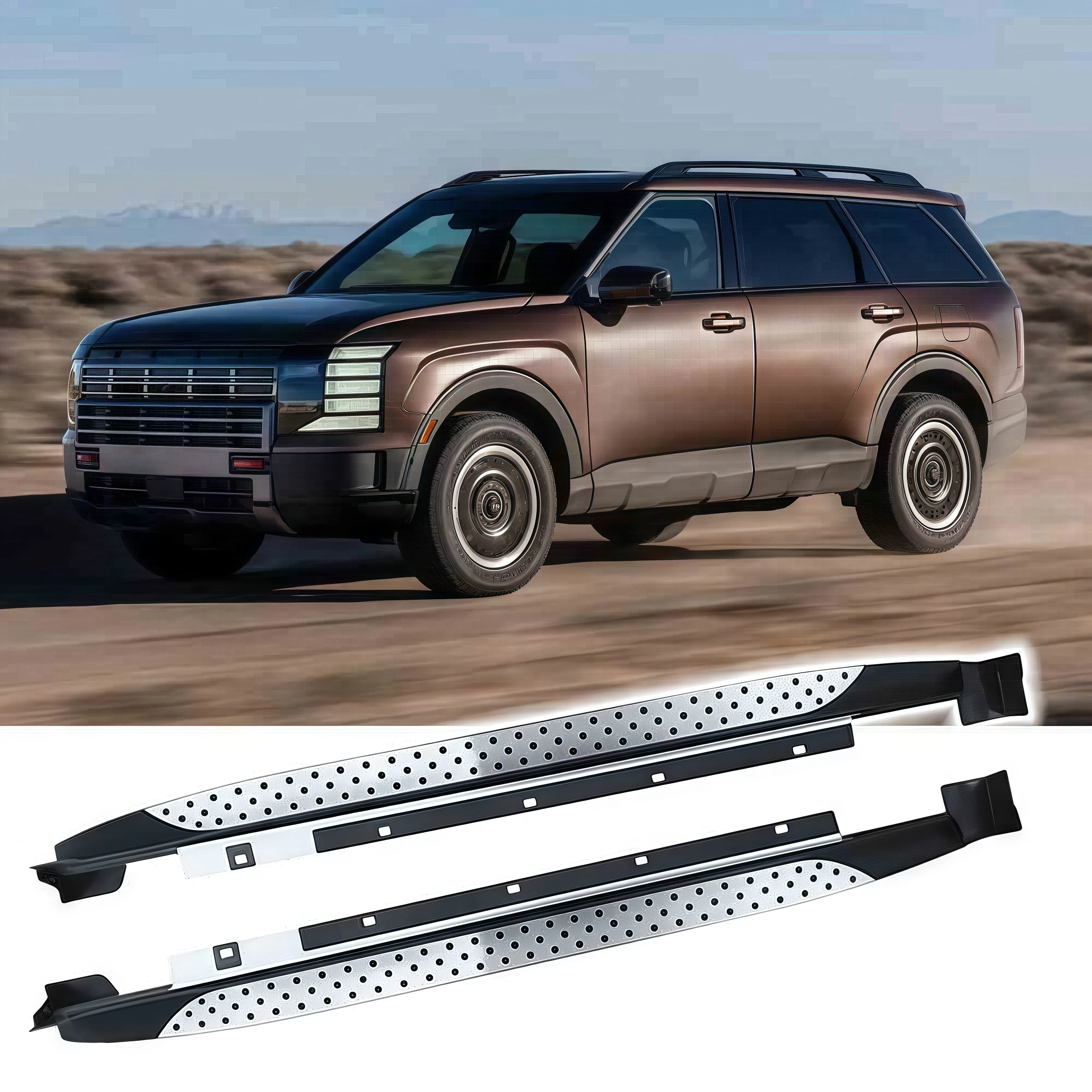 

2Pcs Aluminium Running Boards Side Step Pedal Fixed Foot Step Pedal Rail Board Stair Fits for Hyundai Palisade 2026 2027 2028