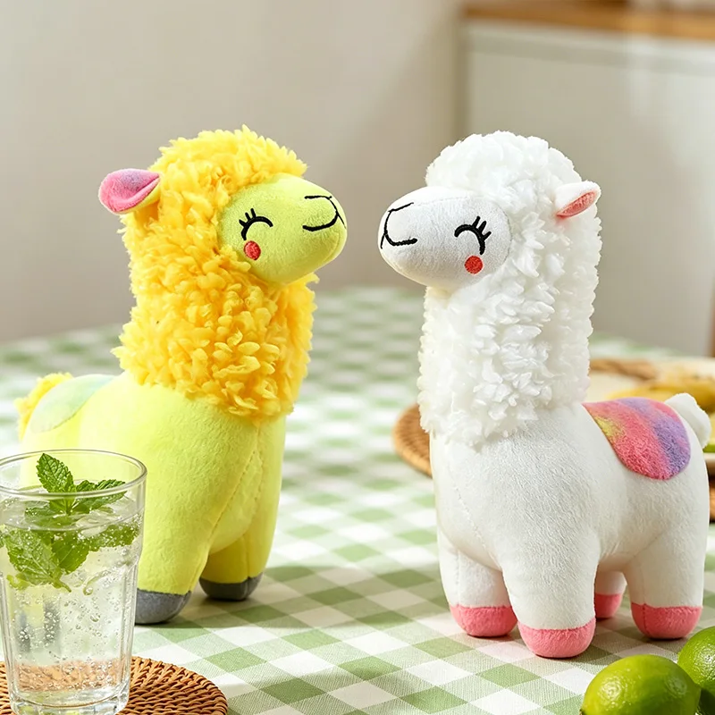 25CM Alpaca Plush Dolls White Yellow Pink Blue Fluffy Stuffed Animal Cute Llama Toys Birthday Present Boys Girls Kids Home Decor