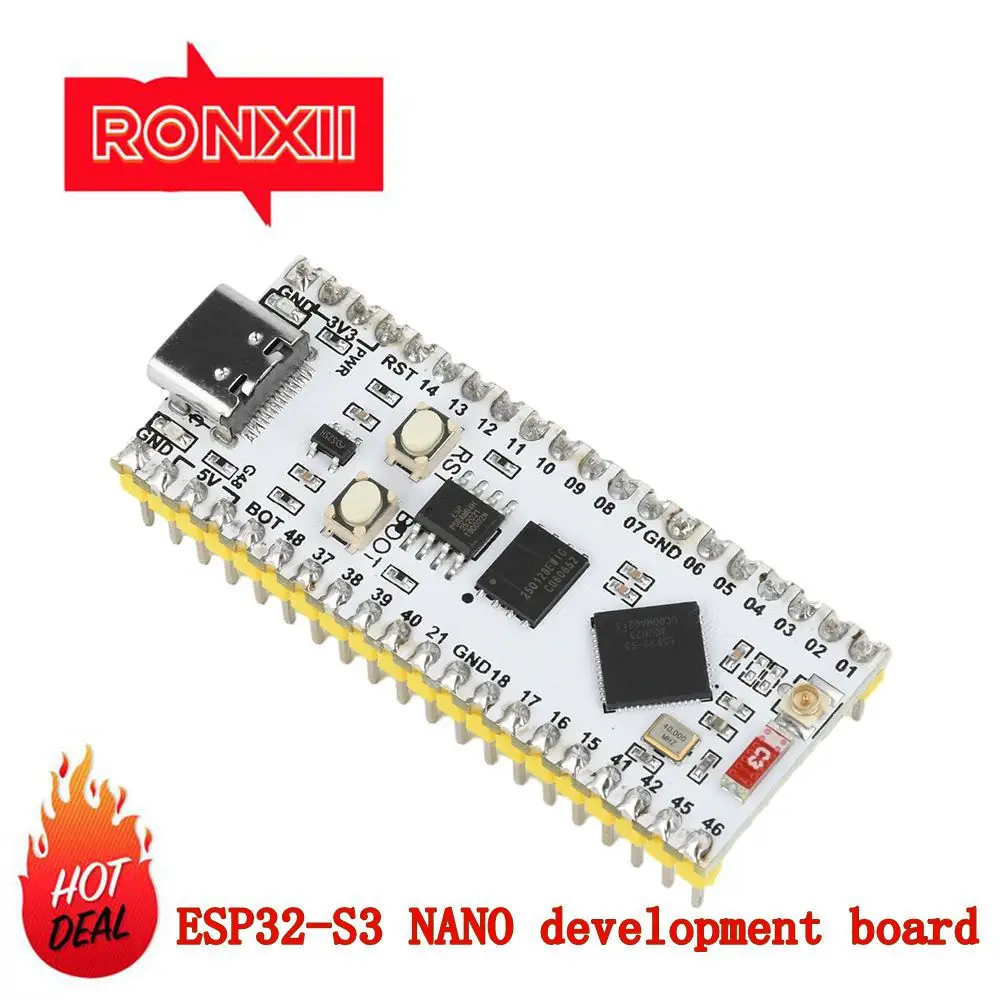 RONXII ESP32-S3 نانو واي فاي بلوتوث مجلس التنمية على متن هوائي السيراميك N16R8 وحدة Type-C واجهة