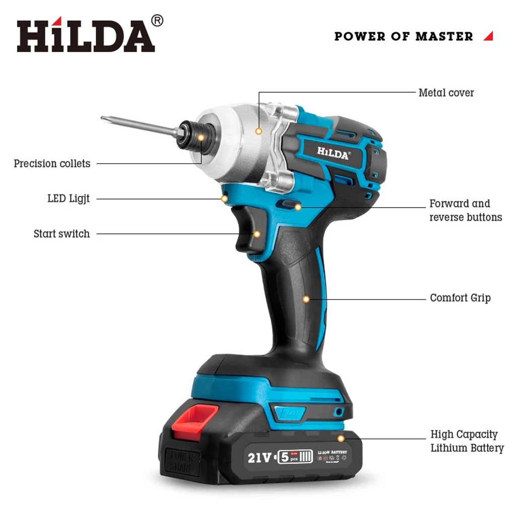 HiLDA  Household Electric Impact Wrench Nailing Machine Lithium-ion Charging Wrench High Torque Wrench Tool Set