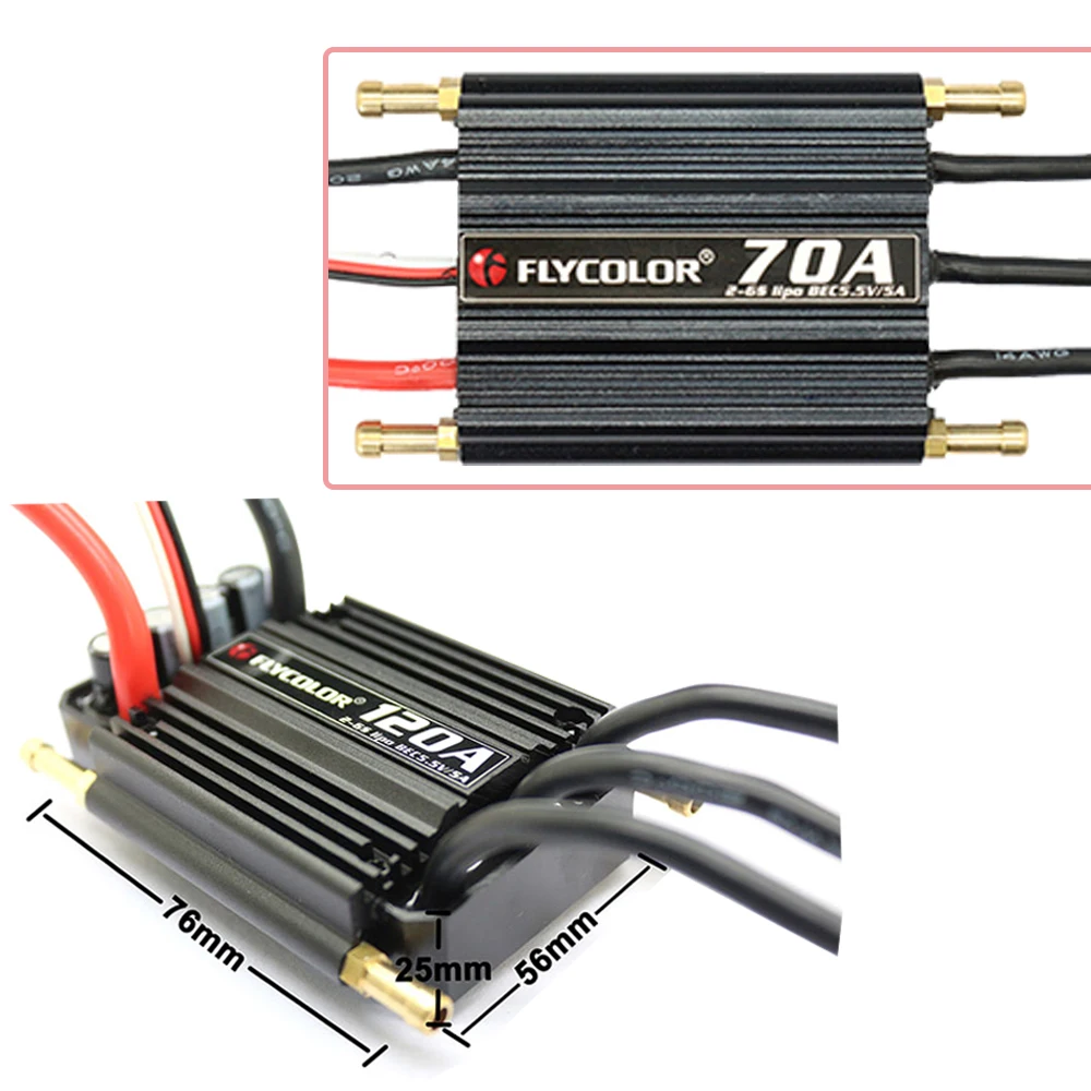 

Flycolor ESC 50A 70A 90A 120A 150A Brushless ESC Speed Controller built-in 2-6S Lipo BEC 5.5V/5A Super watfor RC Boat F21267/71