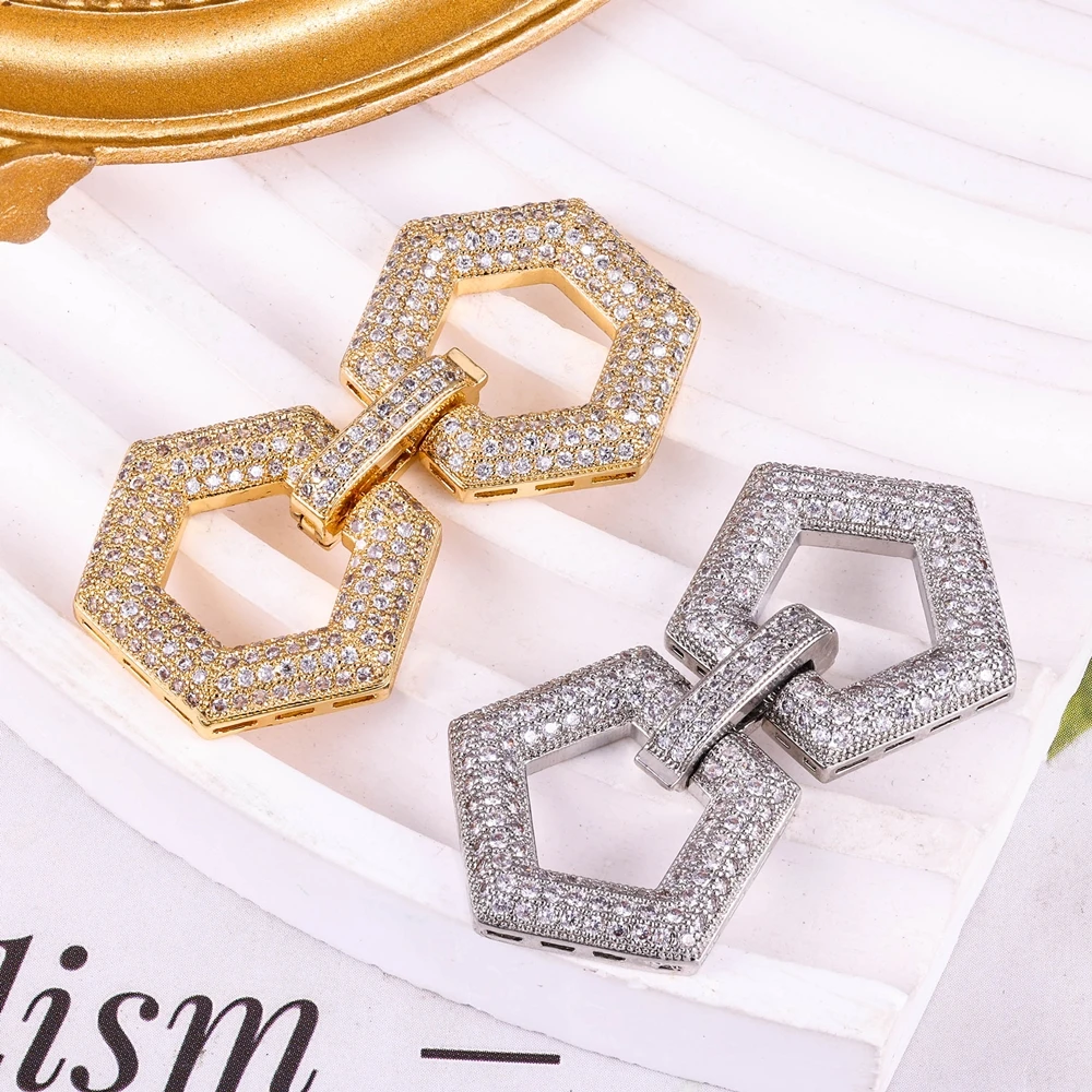 Juya DIY cobre 18K chapado en oro colgante conector sujetador Buttob cierres de bloqueo para costura perlas de piedra Natural fabricación de joyas