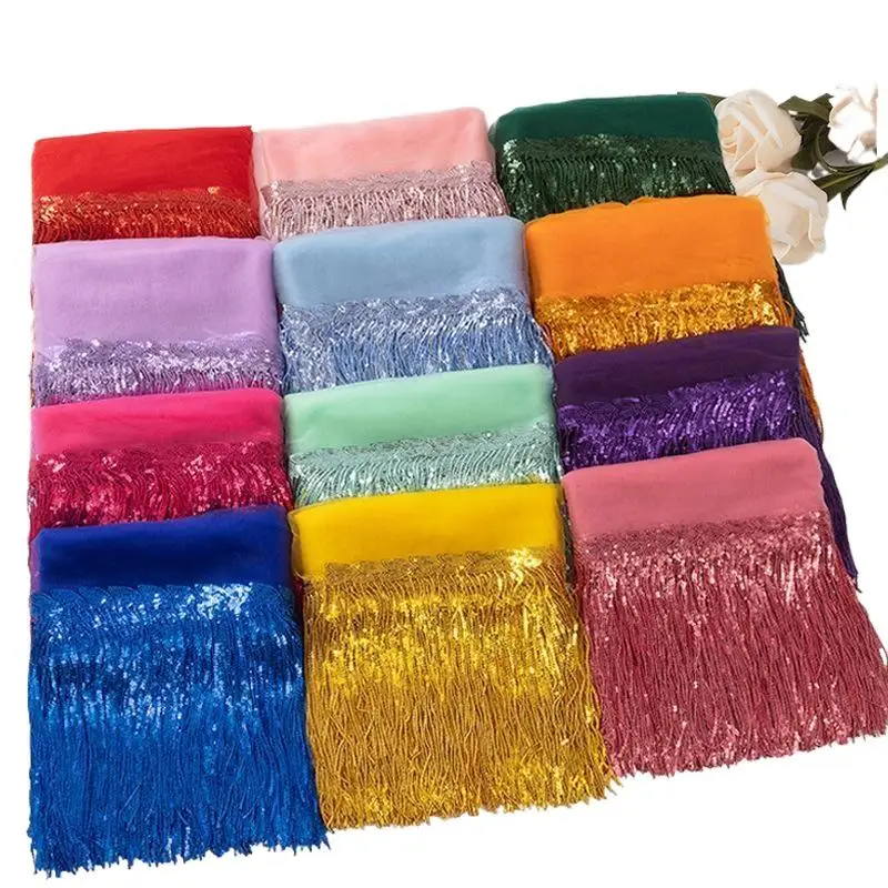 5 Yards Polyester-Pailletten-Quasten-Spitzenborte, Fransenborte, Bänder für Kleidungsdekoration, DIY-Nähzubehör – Detail 6