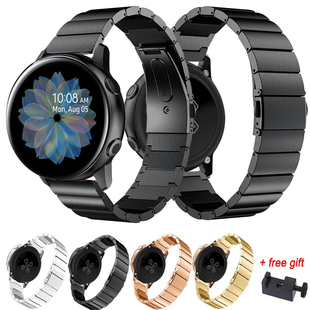 For Samsung galaxy watch Active 2 44mm 40mm Stainless Steel 20MM Watch Strap band Bracelet Metal Active2 Watchbands With Tool