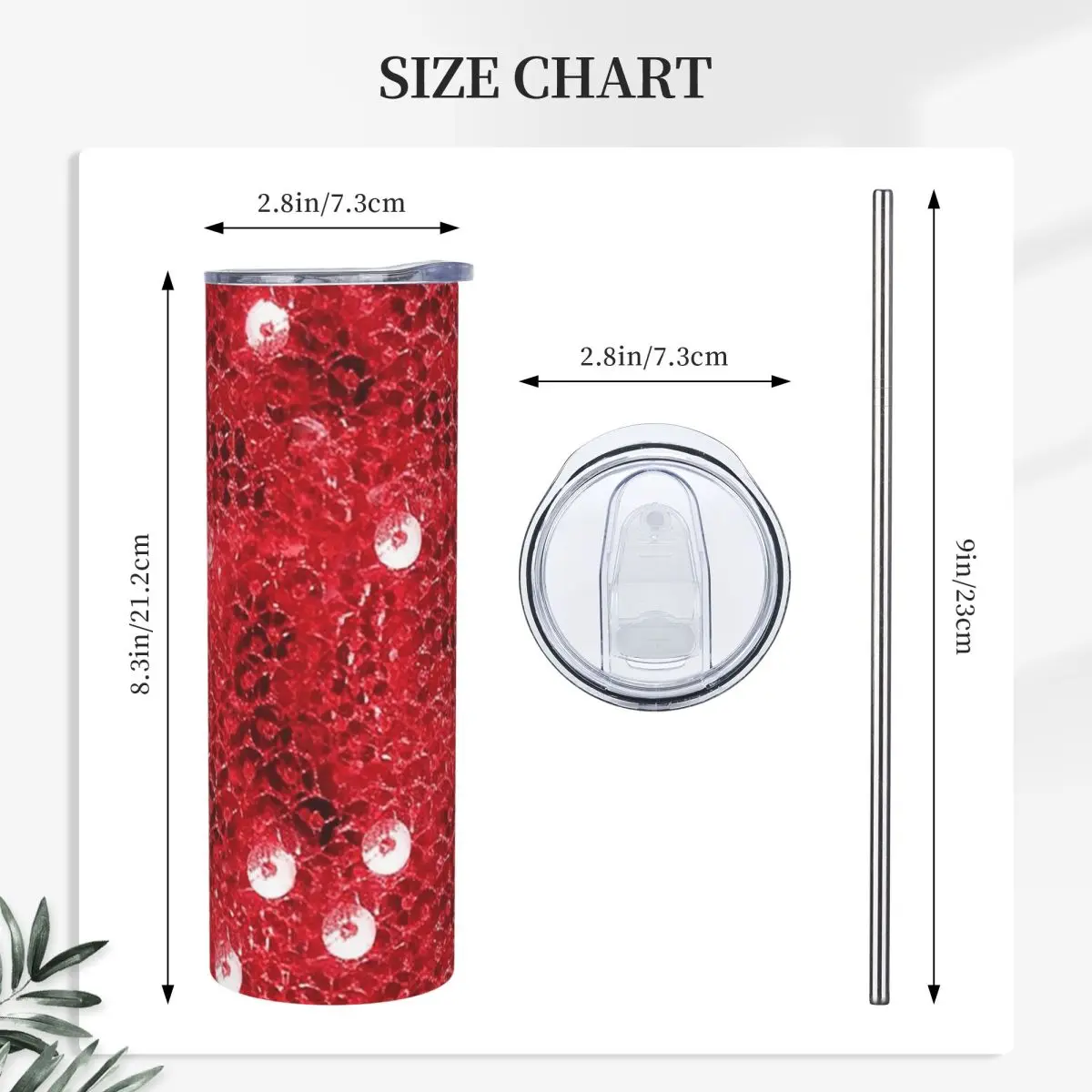 Festive Red (Sequins ) Stainless Steel Tumbler Vacuum Insulated Mugs Thermal Cold Bottle Straw With Lid 20oz