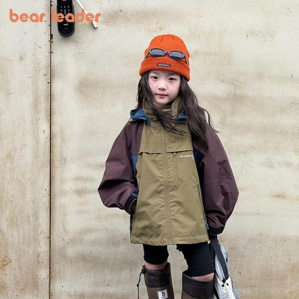 

Bear Leader Children's Clothing Spring and Autumn New Sports Girls Clothes Korean Edition Patchwork Outdoor Casual Hoodie Jacket
