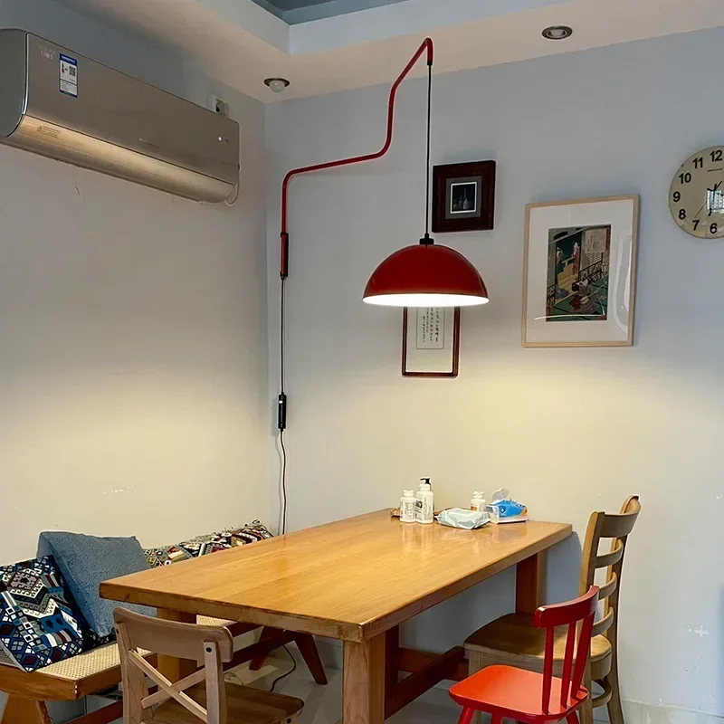 Nordic Long Arm Adjustable Pendant Light, Lâmpada de suspensão, Luminária interior, Ilha da cozinha, Sala de jantar, Quarto, Parede de cabeceira