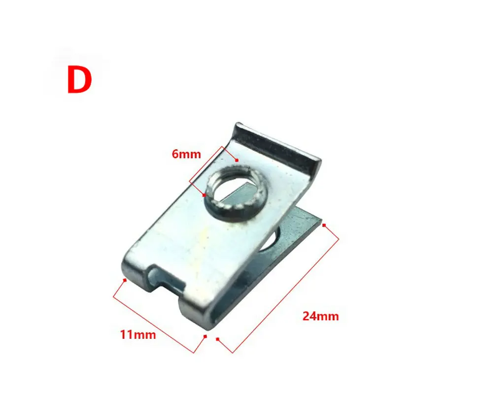 20PCS Screw iron plate for fixing car license plate  Self tapping quick screw base  U-clip  Leaf plate metal buckle