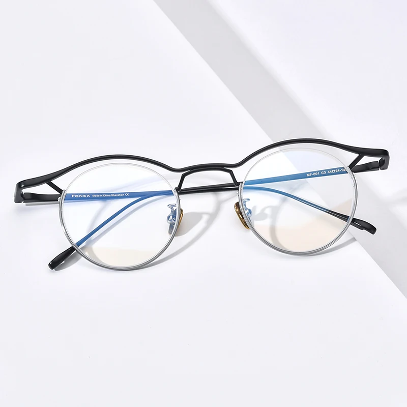 FONEX Titanium Eyeglasses Frame Men Brand Design Vintage Women Round Glasses High-Quality Japanese Ultralight Eyewear MF001