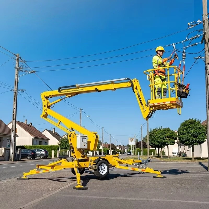 Plataforma Elevadora Telescópica Articulada Eléctrica Autopropulsada de 14 m, Elevador de Personal, Plataforma Aérea, Tipo Cesta Elevadora