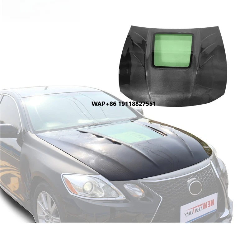 

2005-2011 for GS High Quality Custom Engine Hood MBJ Style Carbon Fiber Transparent Hood with Bolts New Condition