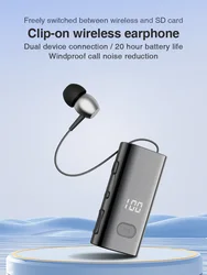 F908 TF Card 5.4 Bluetooth Headset Business Call Remind Vibration Sport Clip Driver Auricular Earphone Wireless Clip-on Earphone